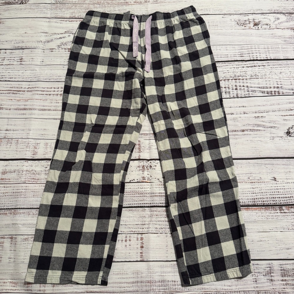 Columbia Soft Pajama Pants Bottoms‎ Black and White Plaid Women's Size XXL